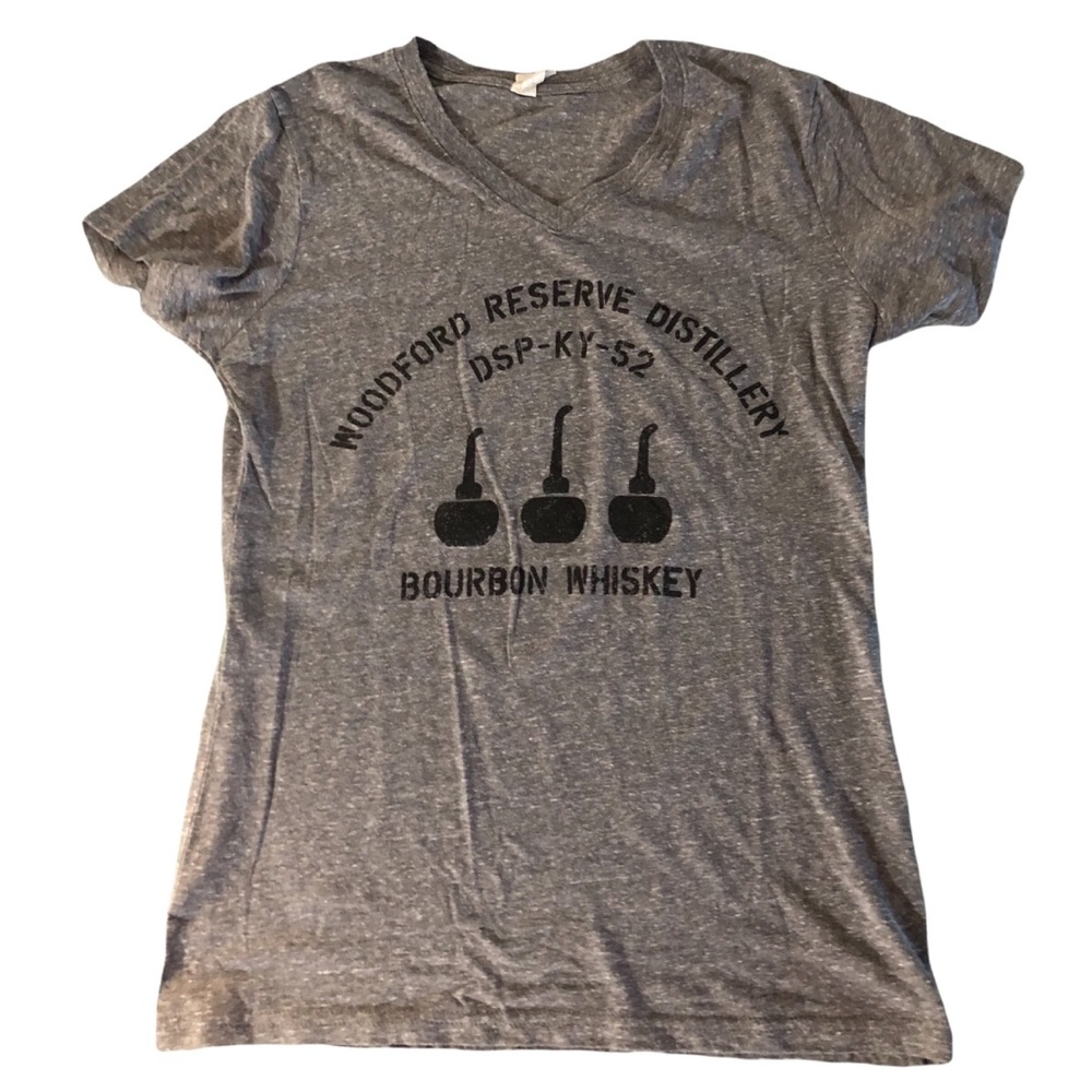 Woodford Reserve Distillery Whiskey V Neck Grey Tshirt